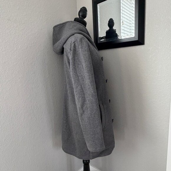 JAMES PERSE Gray Cotton Double Breasted Hooded Peacoat Jacket 4 - Picture 3 of 12